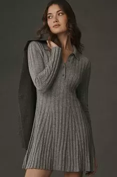 Мини-платье Reformation Walsh из кашемира с воротником, серый