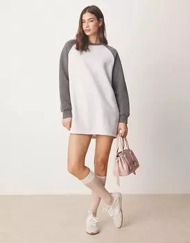 Мини-платье-реглан серого цвета ASOS DESIGN