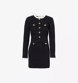 Мини-Платье Regular-Fit с длинными рукавами Self-Portrait, черный