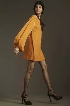 Мини-платье RHODE с объемными рукавами, желтый