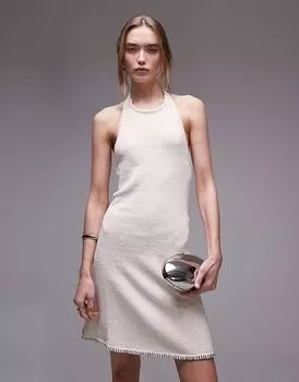 Мини-платье Rhythm Martini с бретельками через шею в кремовом цвете