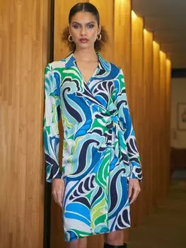 Мини-платье Ro&Zo с запахом и принтом Swirl, Белый/Мульти