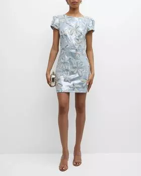 Мини-платье Rowen с цветочной вышивкой и пайетками Milly, цвет Periwinkle