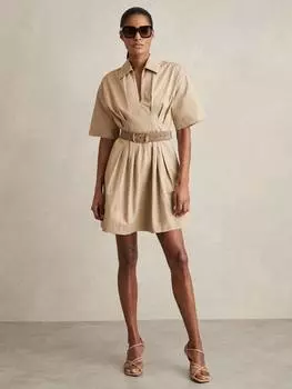 Мини-платье розали с деталями на талии Reiss, цвет Neutral