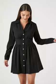 Мини-платье-рубашка А-силуэта Forever 21, черный