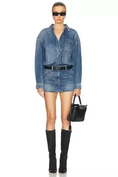 Мини-платье-рубашка Alexander Wang, цвет Vintage Light Indigo