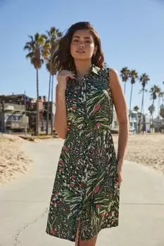 Мини-платье-рубашка без рукавов завязываемое на талии Lipsy, хаки