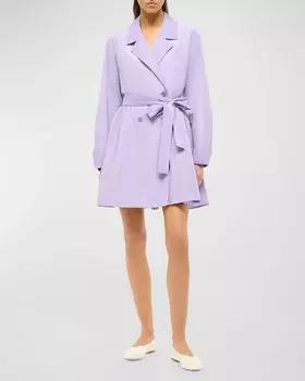Мини-платье-рубашка Rina с поясом и завязками STAUD, цвет Lilac