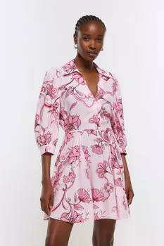 Мини-Платье-Рубашка River Island, розовый