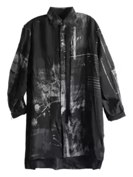 Мини-платье-рубашка с абстрактным принтом Y's, серый