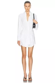 Мини-платье-рубашка с четырьмя рукавами Norma Kamali, белый
