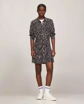 Мини-платье рубашка с цветочным принтом Tommy Jeans, черный