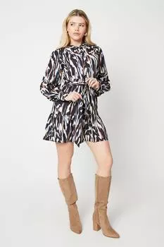 Мини-платье-рубашка с оборкой и подолом животного Dorothy Perkins, мультиколор