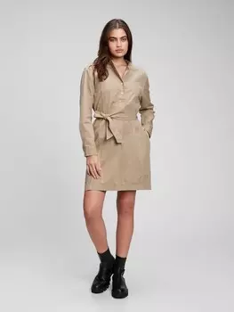 Мини-Платье-Рубашка с практичными карманами Gap, бежевый