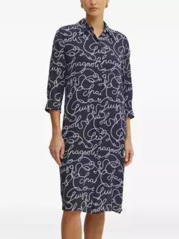 Мини-платье-рубашка с принтом в виде веревок LUISA SPAGNOLI, синий