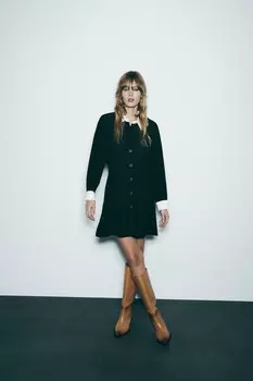 Мини-платье-рубашка ZARA, черный
