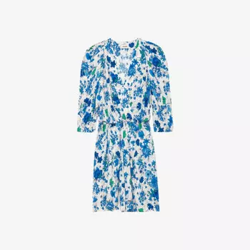 Мини-Платье Ruz из крепа с цветочным принтом и V-образным вырезом Zadig&Voltaire, экрю