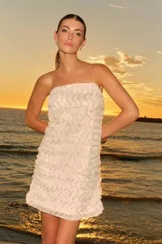 Мини-Платье с 3D-рюшами Next, бежевый