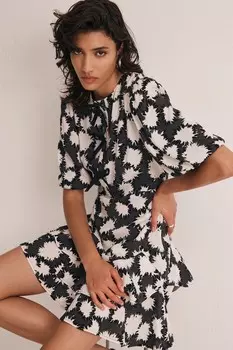 Мини платье с абстрактным принтом Mint Velvet, черный