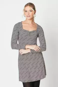 Мини-платье с абстрактным вырезом и оборками Dorothy Perkins, черный