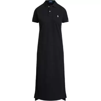 Мини-платье с аппликацией логотипа Polo Ralph Lauren, черный