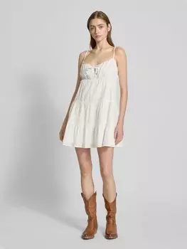 Мини-платье с ажурной вышивкой Review, белый