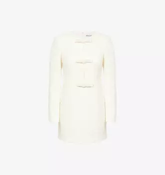 Мини-Платье с бантом и пайетками Self-Portrait, бежевый