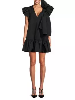 Мини-платье с бантом и рюшами Redvalentino, черный