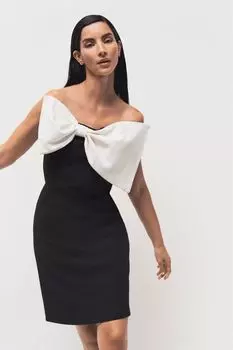 Мини-Платье с бантом и вырезом-бандо Next, черный