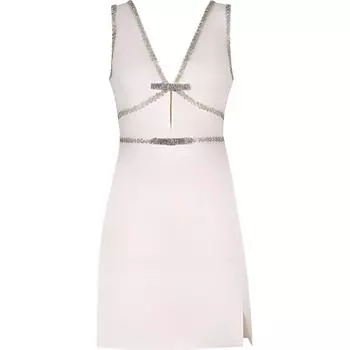 Мини-платье с бантом из крепового крепа, автопортрет Self-portrait, белый