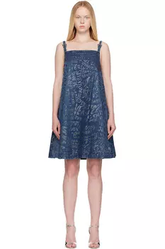 Мини-платье с блестящей отделкой Versace Jeans Couture, индиго