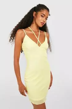 Мини-платье с брязками Boohoo, лемон