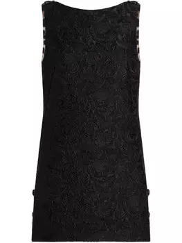 Мини-платье с цветочной вышивкой Dolce & Gabbana, черный