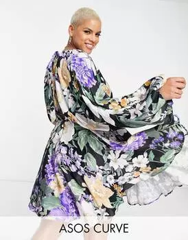 Мини-платье с цветочным принтом ASOS EDITION Curve