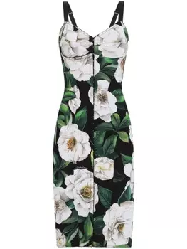 Мини-платье с цветочным принтом Dolce & Gabbana, черный