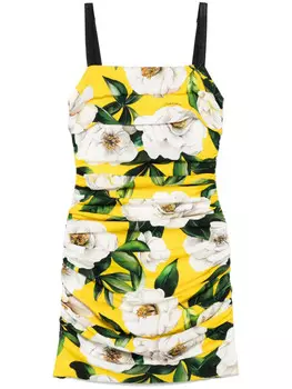 Мини-платье с цветочным принтом Dolce & Gabbana, белый