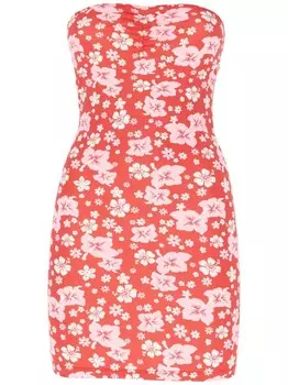Мини-платье с цветочным принтом Frankies Bikinis, красный
