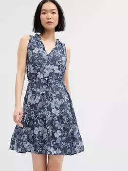 Мини-Платье с цветочным принтом Gap, синий