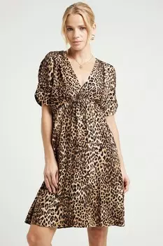 Мини платье с цветочным принтом и сборками River Island, коричневый