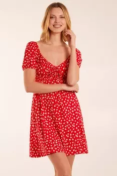 Мини-платье с цветочным принтом и вырезом в форме сердца Blue Vanilla, красный