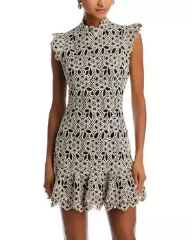 Мини-платье с цветочным принтом и воротником-стойкой AQUA, мультиколор