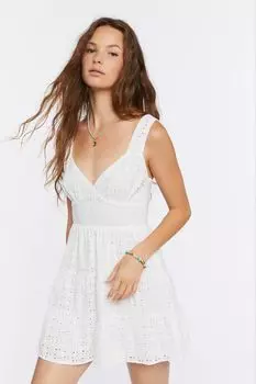 Мини-платье с цветочным принтом и люверсами Forever 21, белый