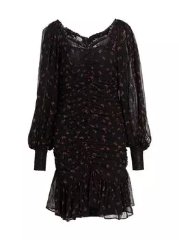 Мини-платье с цветочным принтом и рюшами byTiMo