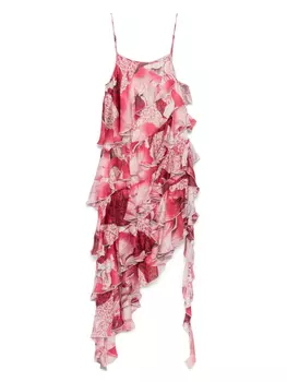 Мини-платье с цветочным принтом Just Cavalli, красный