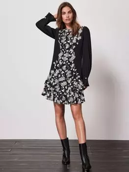 Мини-платье с цветочным принтом Mint Velvet, черный