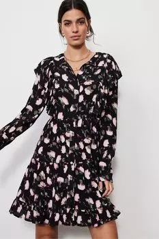 Мини-Платье с цветочным принтом Mint Velvet, черный