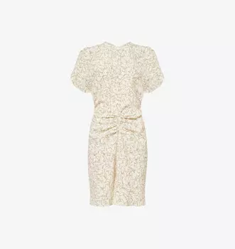 Мини-Платье с цветочным принтом, собранное в складки Victoria Beckham, цвет floral ovation peach