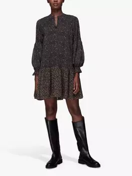 Мини-платье с цветочным принтом Whistles Riley Degrade, черный/мульти