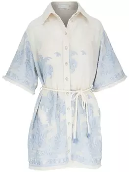 Мини-платье с цветочным принтом ZIMMERMANN, синий