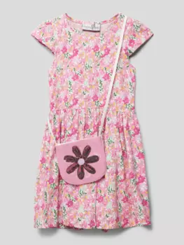 Мини-платье с цветочным узором Happy Girls, светло-розовый